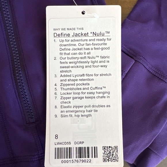 Lululemon Define Jacket Nulu Dark Court Purple Women's Size 10 NEW FAST SHIPPING - Picture 3 of 7